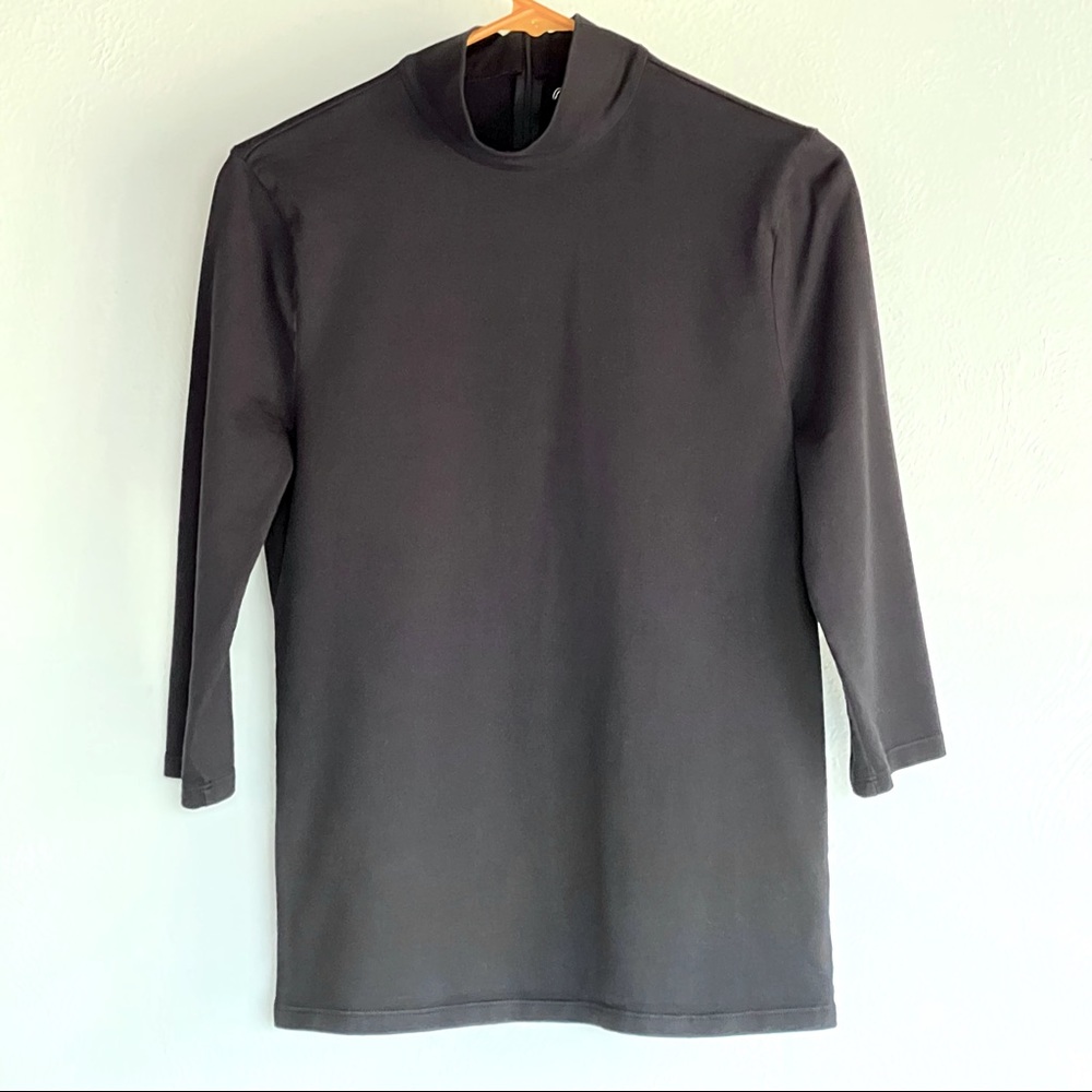 Frame Denim 100% Cotton Mockneck Three-Quarter Sleeve Top  M   Made in USA